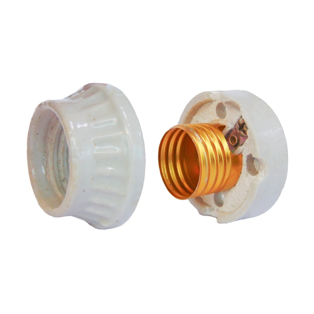 Portalampara Porcelana E27 Roseta 2 Piezas
