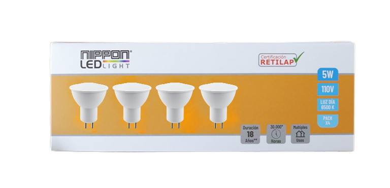 Packx4 Foco Led GU5.3 110V 5W