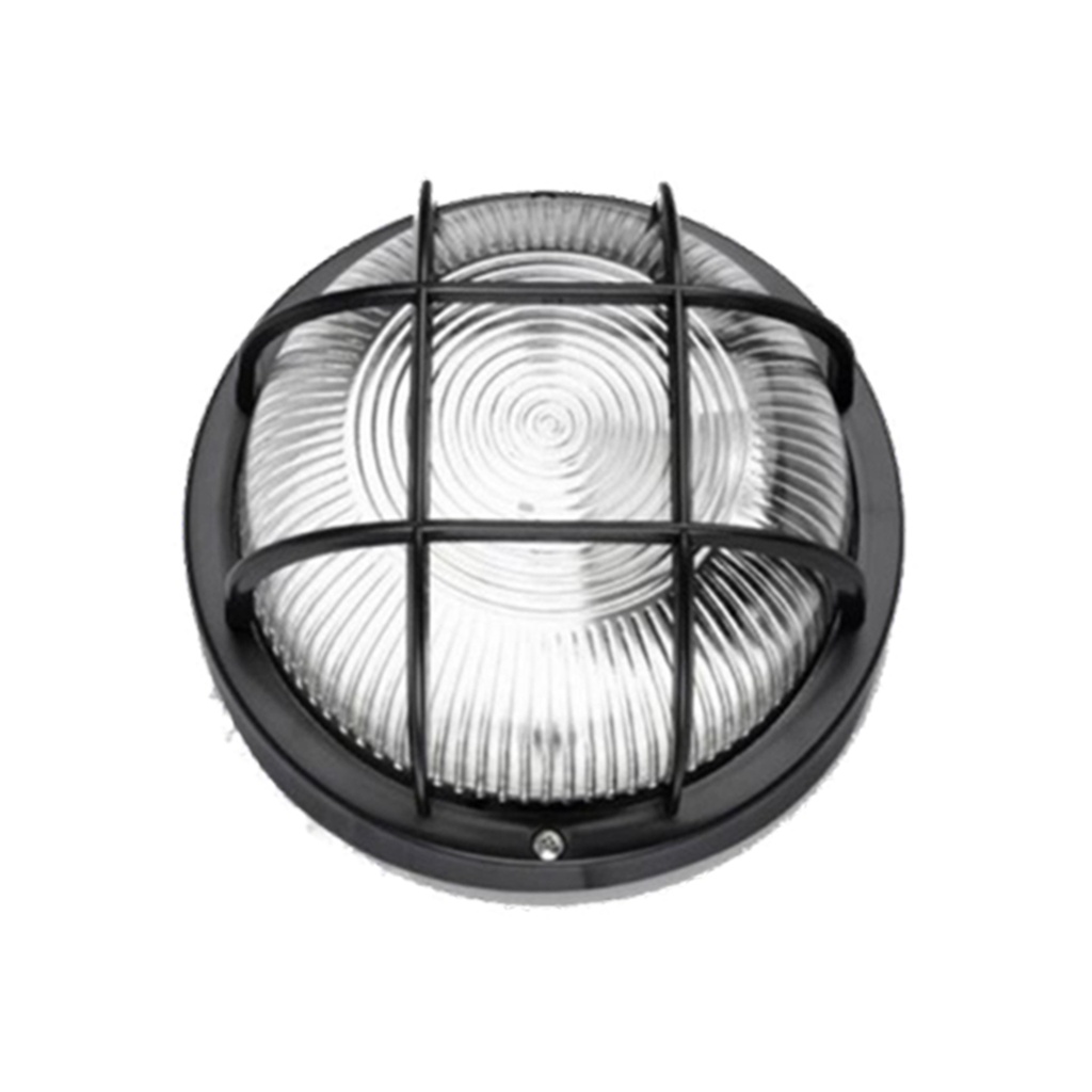 Aplique H01 100W E27 Con Rejilla Circular Negro