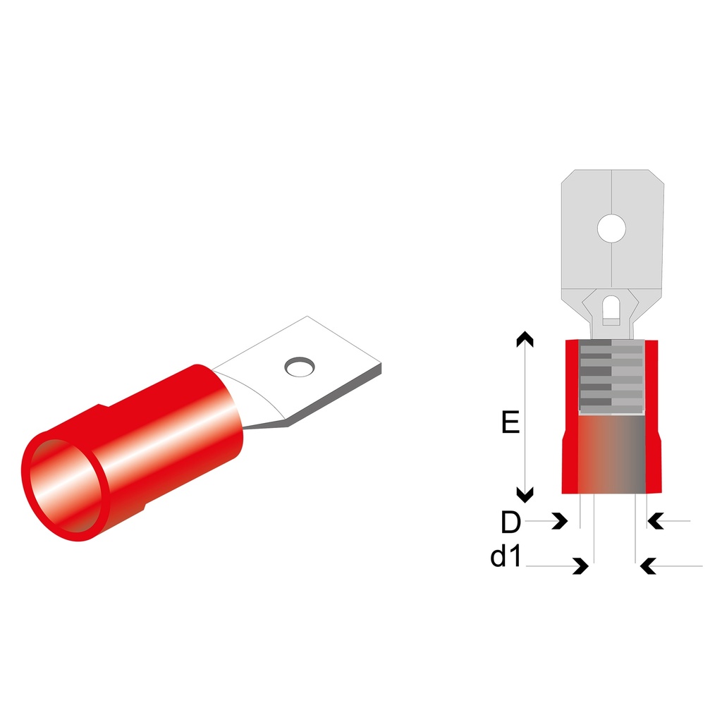 Terminal Aislada Faston Macho Rojo