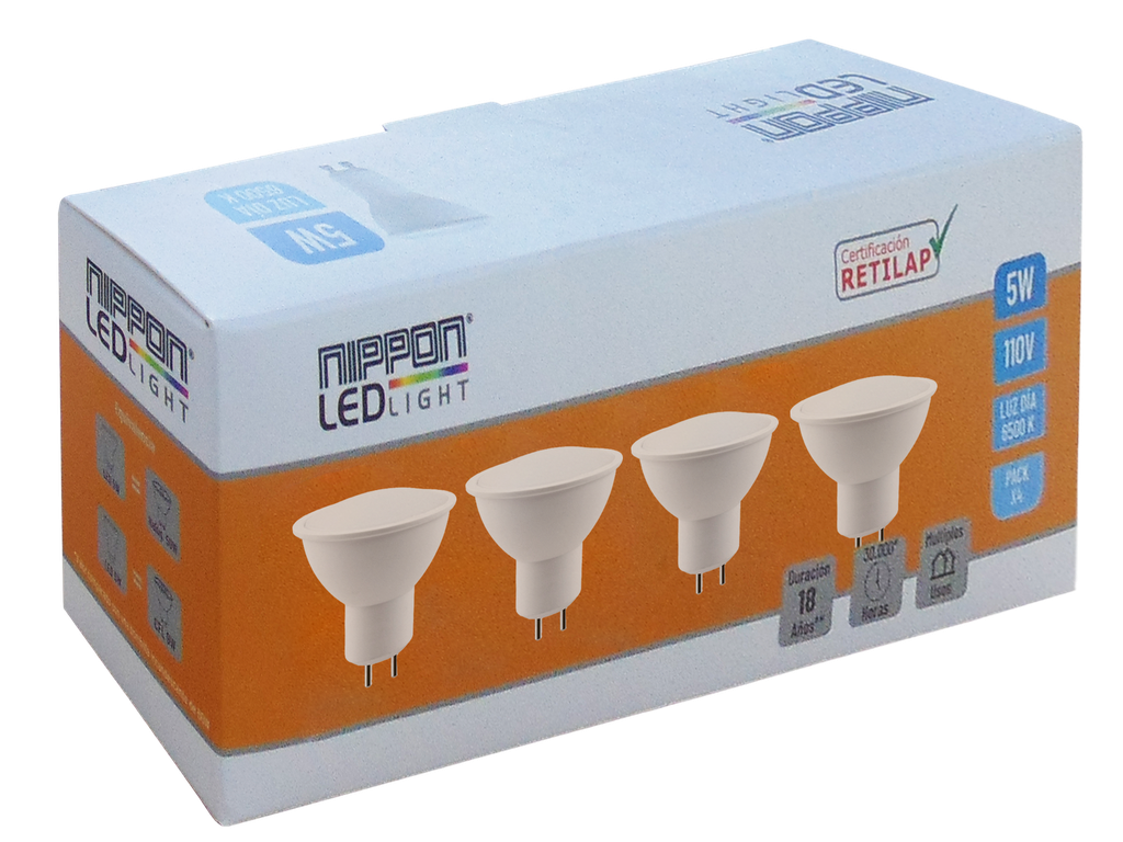 Packx4 Foco Led GU5.3 110V 5W